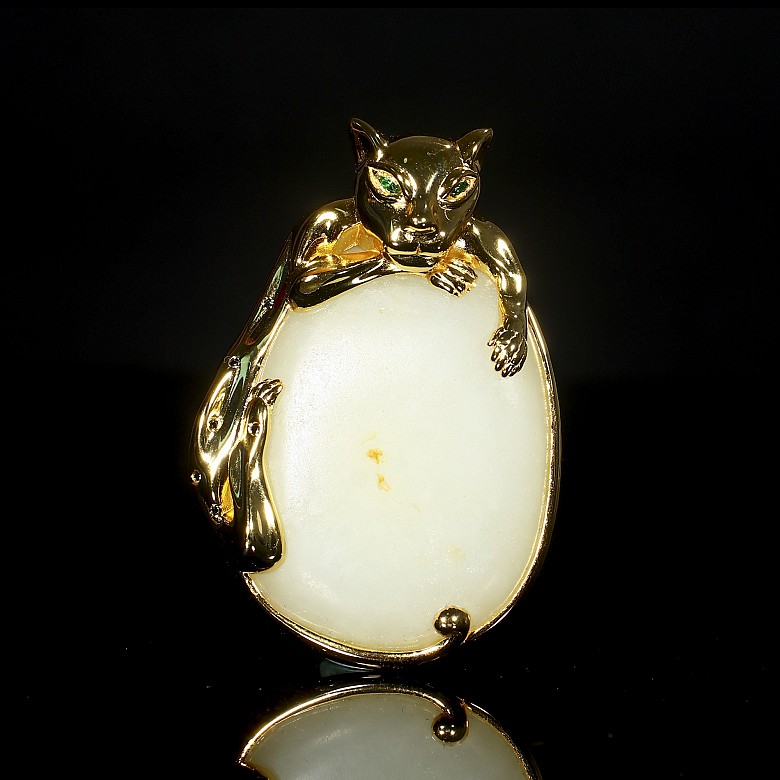 Silver and jade pendant ‘Leopard’, Qing dynasty