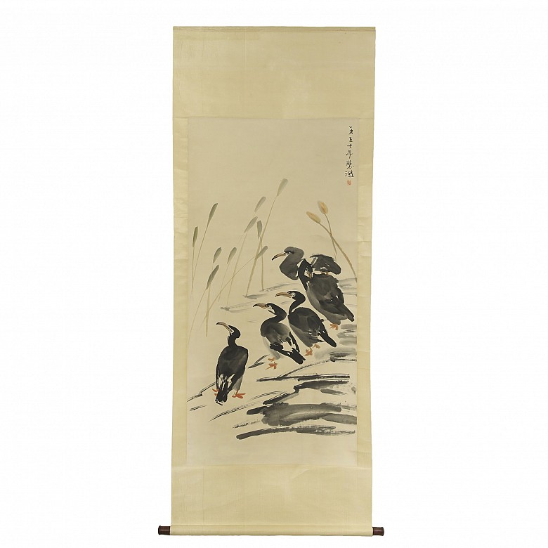 Chinese painting ‘Herons’, 20th century