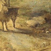 19th century English School ‘Landscape with cattle’, 1862