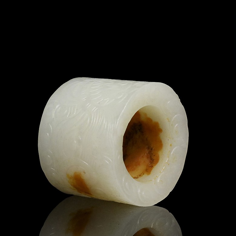 Archer's ring in white jade, 20th century