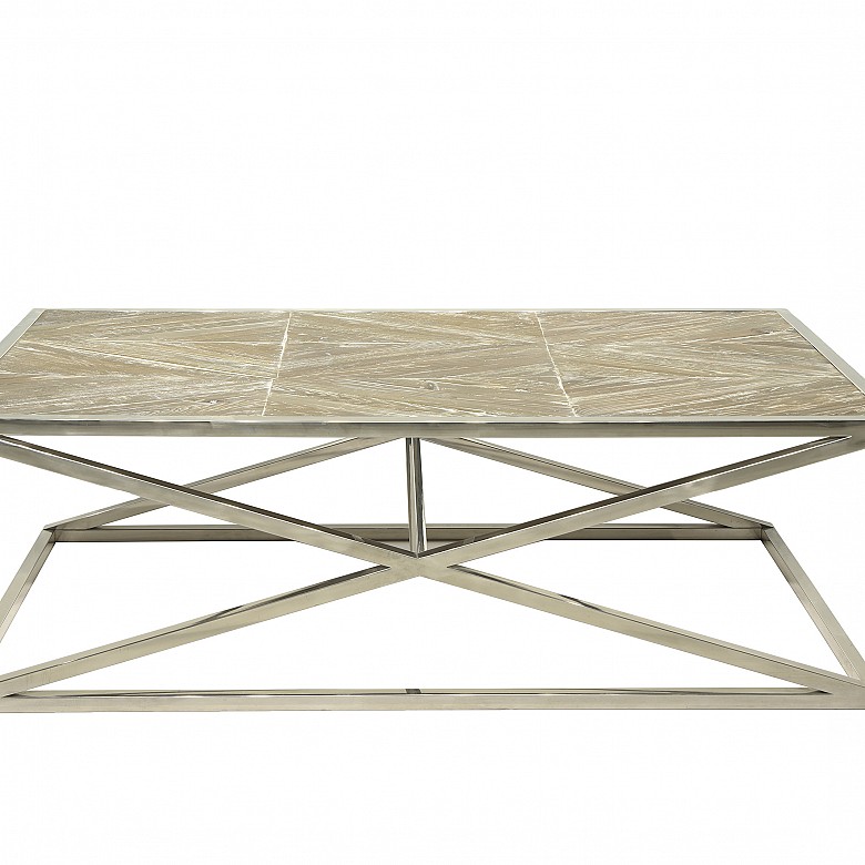 Coffee table in oak and steel legs - 1