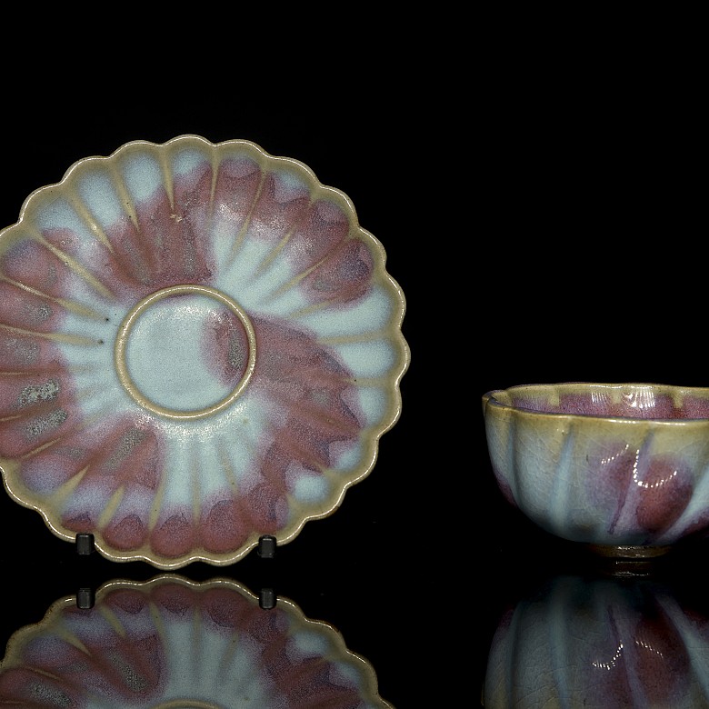 Junyao ceramic bowl and plate, 20th century