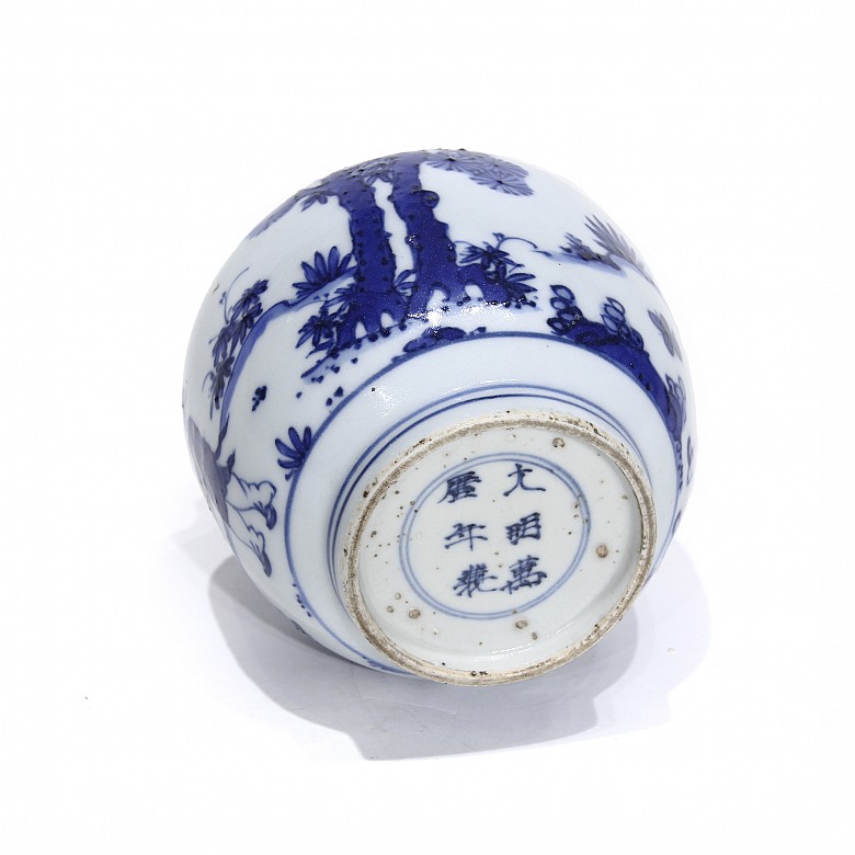 Vase in blue and white, 20th century