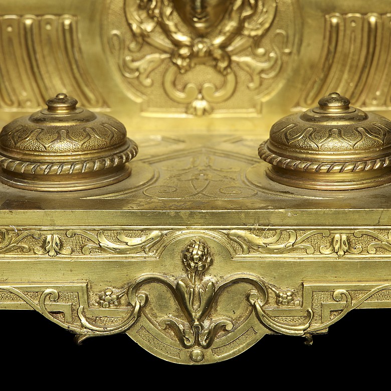 Large Italian gilt metal writing desk, early 20th century - 4