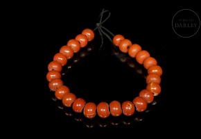 Red glass bead necklace, late Qing dynasty