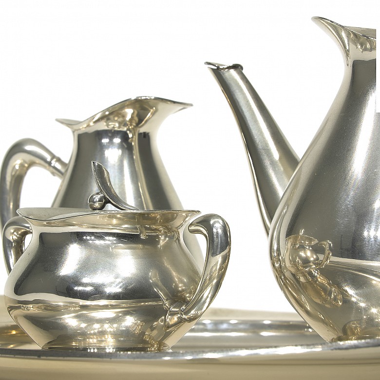 Silver four-piece tea set, 20th century