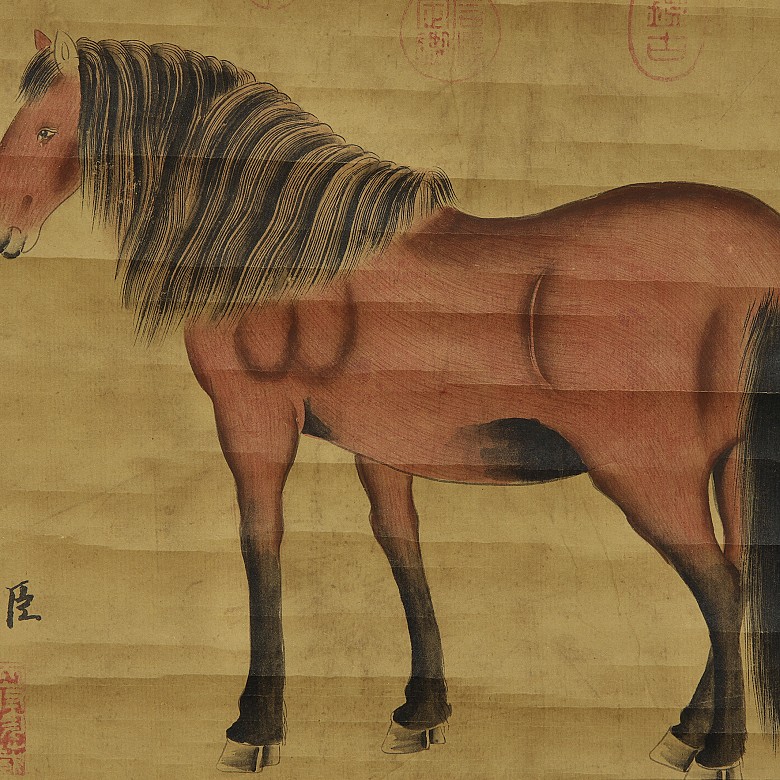 Chinese painting ‘Brown horse with calligraphy’, 20th century - 3