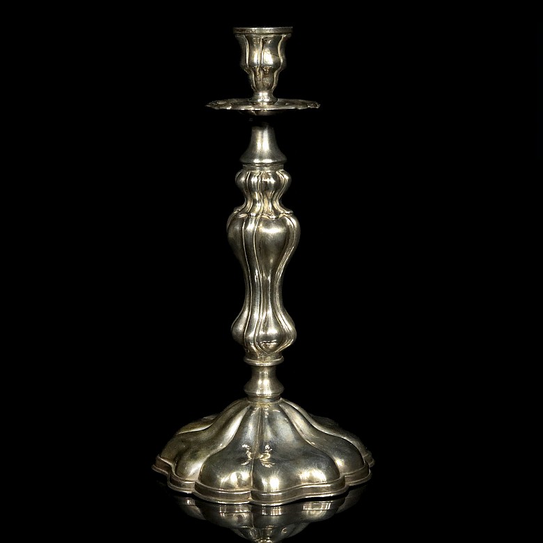 Punched silver candelabra, 20th century