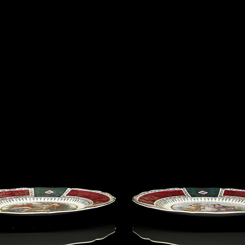 Pair of porcelain plates, JWK Carlsbad Bavaria, 20th century - 2