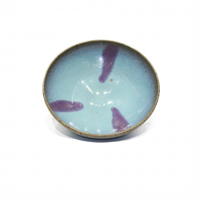 A Junyao style purple-splashed blue glazed bowl.