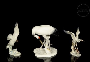 Three porcelain figurines “Birds”, 20th century