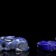 Two lapis lazuli figures of animals, 20th century