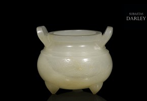 White jade censer, Qing dynasty, 19th century