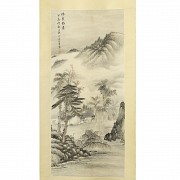 Chinese painting “Landscape and poem”, 20th century