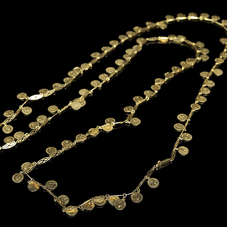 Yellow gold jewellery set with coins, 20th century