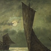 German school 19th-20th century “Boats under the moon”