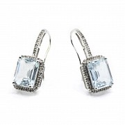 Earrings with aquamarines and diamonds.