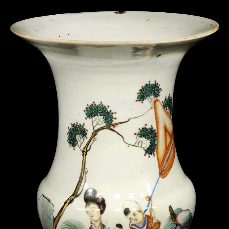 Enameled vase with a mythological scene, 19th century