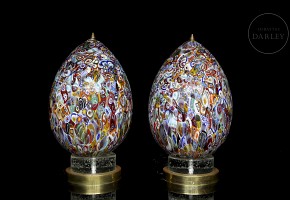 Pair of Murano glass table lamps, 20th century