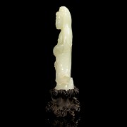 Hetian “Guanyin and Shancai” white jade figurine, Qing dynasty