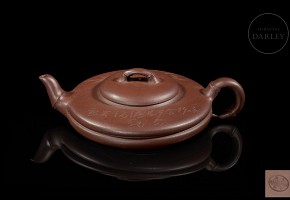 Yixing clay teapot ‘Poem and Bamboo’, mid-20th century