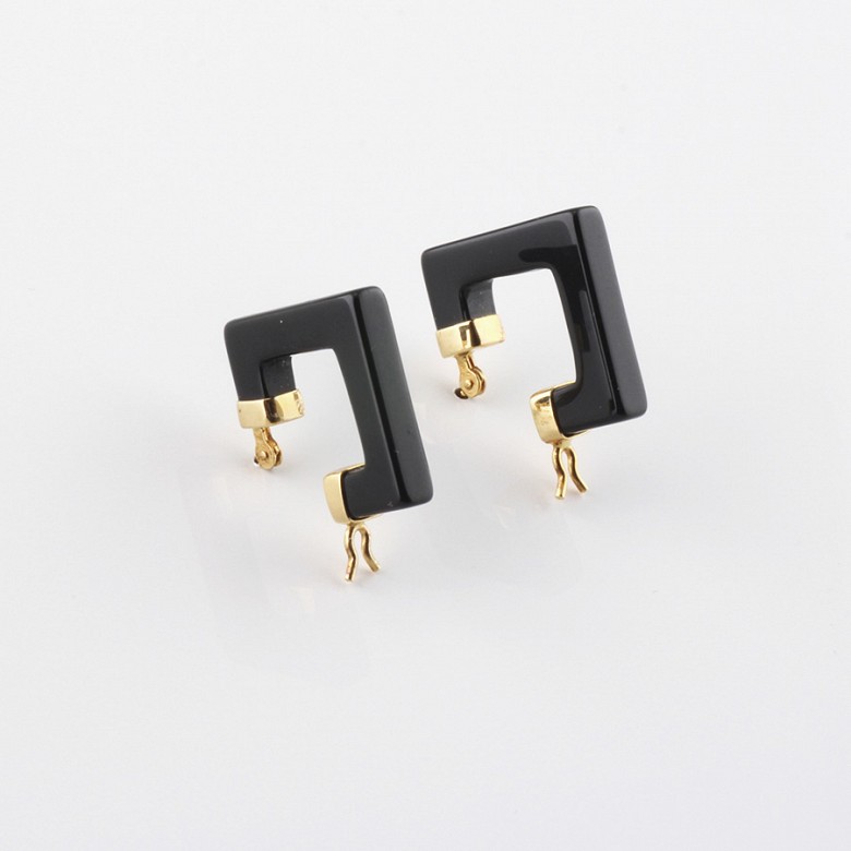 earrings natural onyx in 18k yellow gold