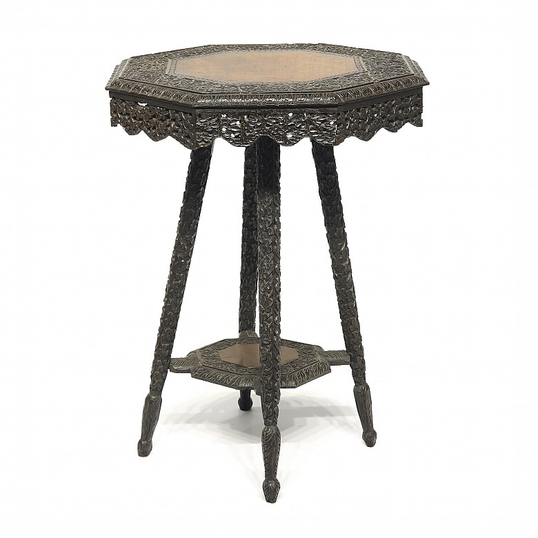 Asian carved wooden side table, 19th century