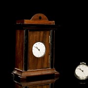 ‘Eardley Norton’ pocket watch with wooden stand, 19th century