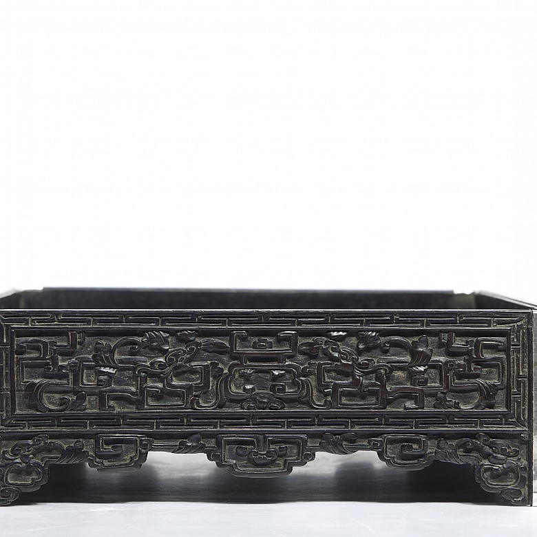 Opium tray in wood and silver, Qing dynasty, 18th century