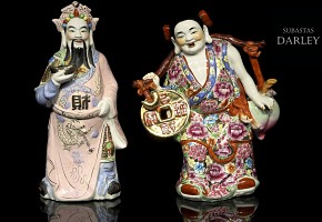 Pair of porcelain sages, China, 20th century