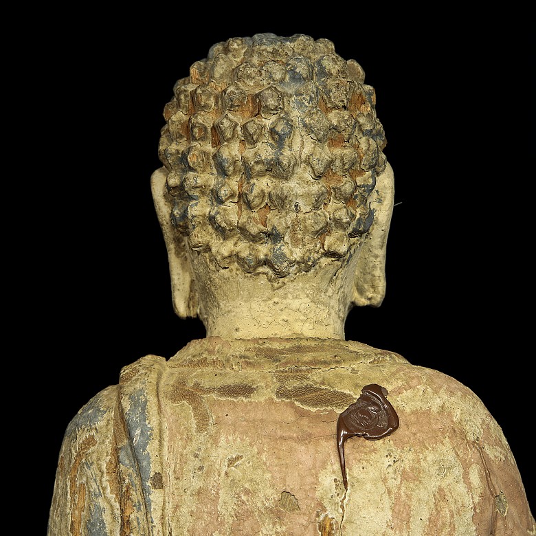 Polychrome wooden Buddha, 20th century