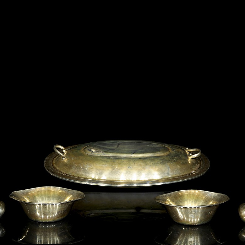 Set of four silver objects, 20th century