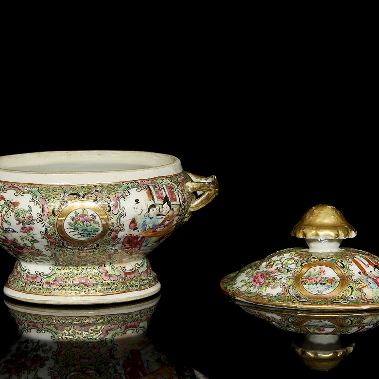 Sopera de porcelana esmaltada, Cantón, s.XX - 4