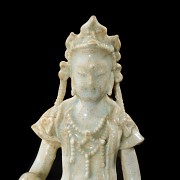 Ceramic figure with celadon glaze ‘Guanyin’, Yuan style