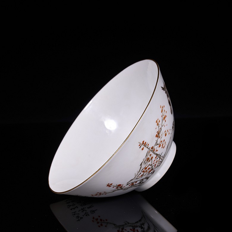 Porcelain bowl ‘Branches, bird and poem’, Qing dynasty