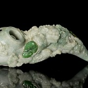 'Leonis and ruyi' jadeite pipe, Qing dynasty