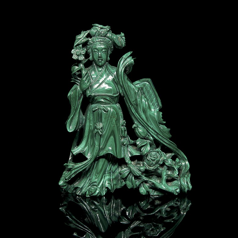 Carved malachite figure ‘Lady’, 20th century