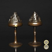 Pair of bronze ‘Mountain’ incense burners, Qianlong mark