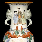 Vase with handles and a palace scene, 20th century