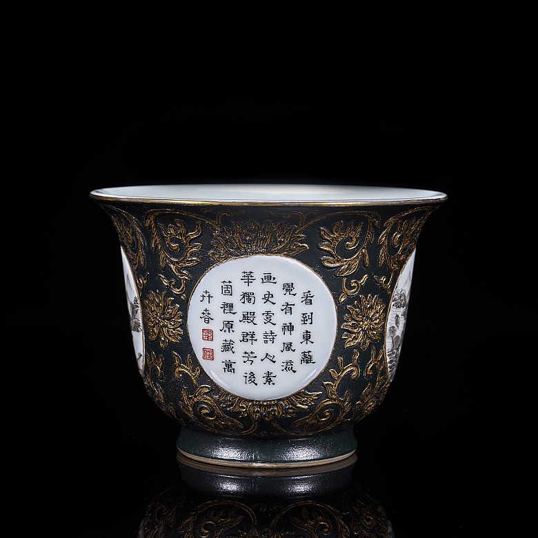 Small porcelain ‘Landscapes and Poems’ cup, Qing dynasty