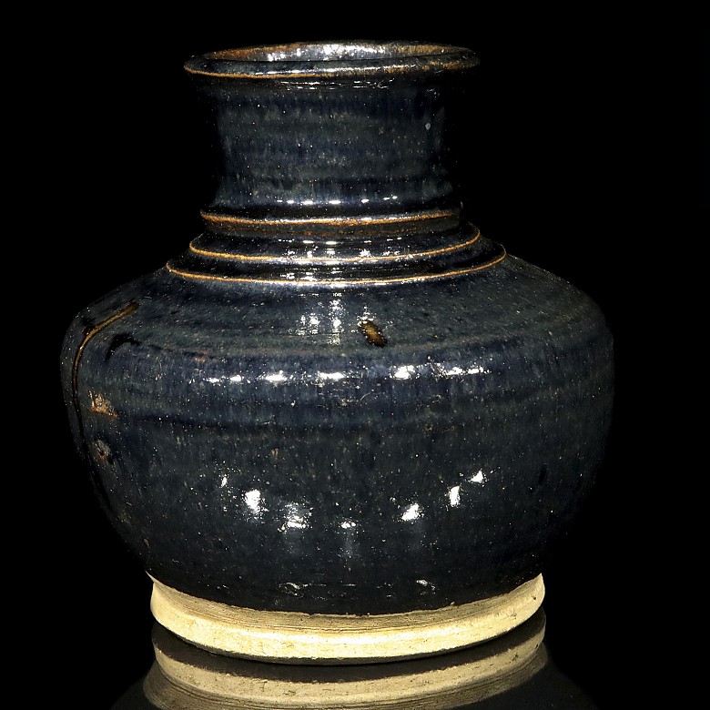 Ceramic vase, black glaze, 20th century