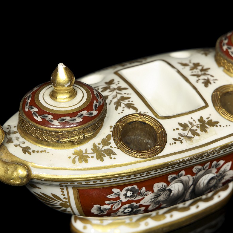 Porcelain writing desk “Flowers on red background” 18th-19th century