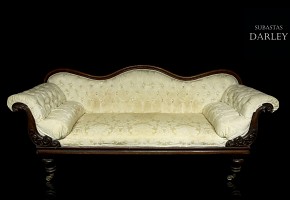 Chaise-longue victoriana con tapicería capitoné, Inglaterra, S.XIX