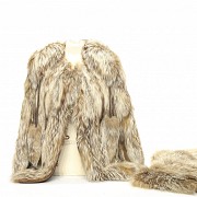 Jacket, stole and collar of white fox