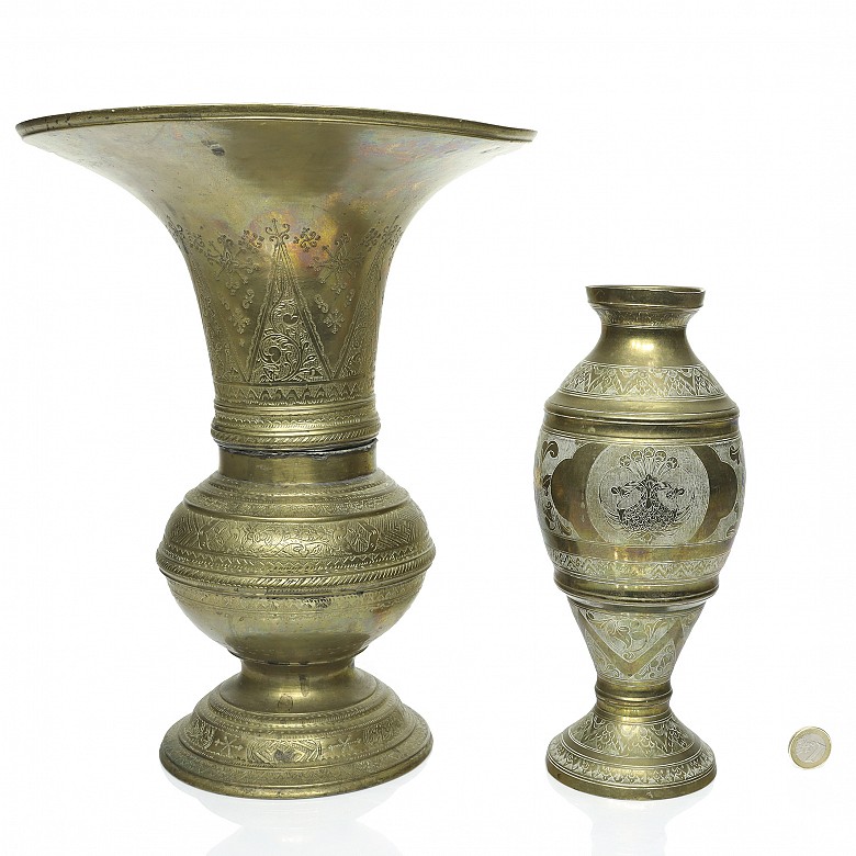 Two brass vases, Indonesia, 19th - 20th century