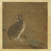 Chinese silk painting “Quail”, Qing dynasty