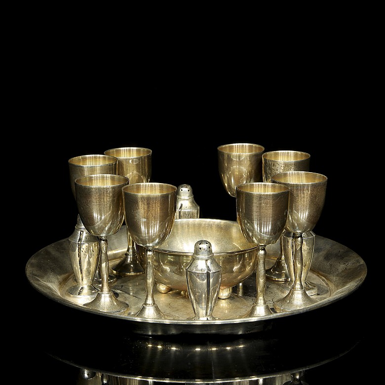 Set de plata para tequila, s.XX