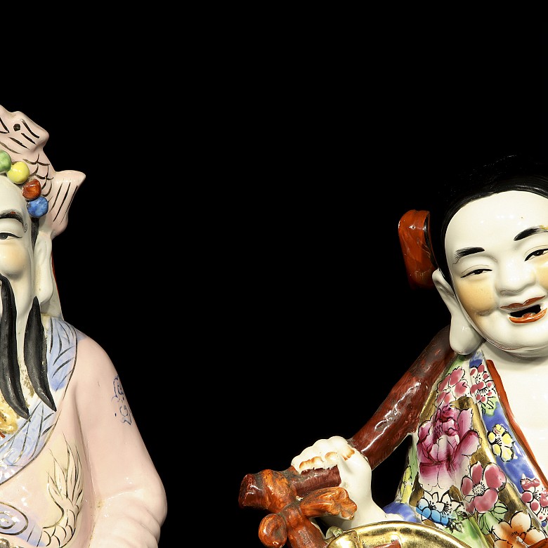 Pareja de sabios de porcelana, China, S.XX