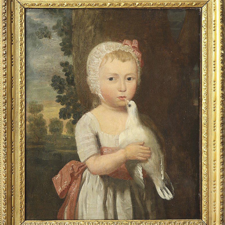 English School 19th century ‘Girl with dove’