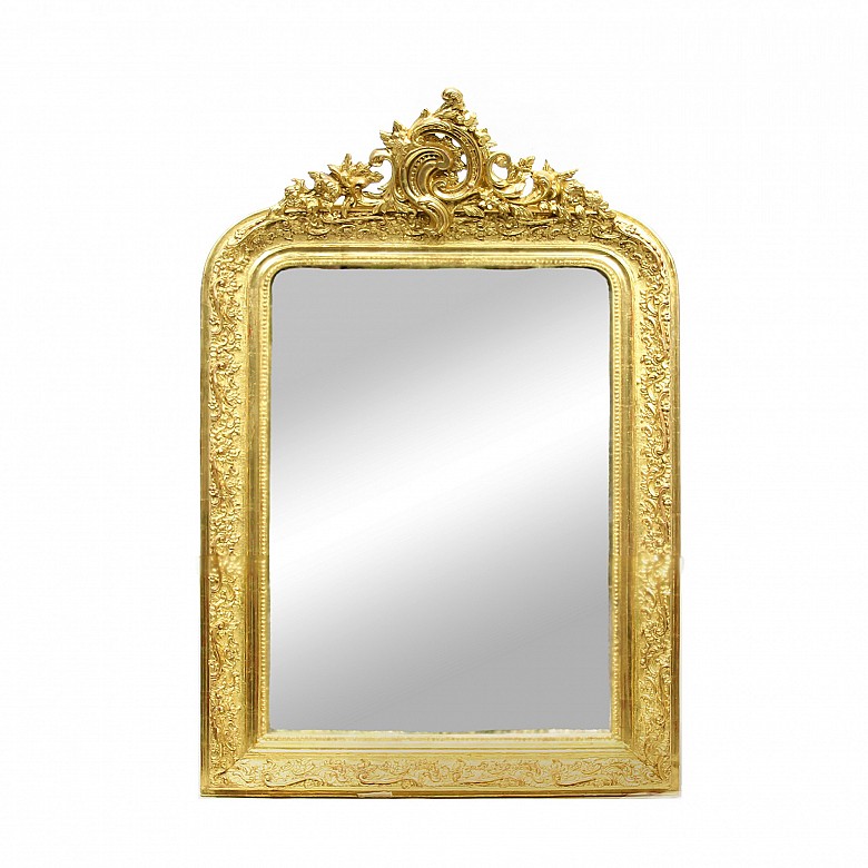 Elizabethan gilt wood mirror, 19th century